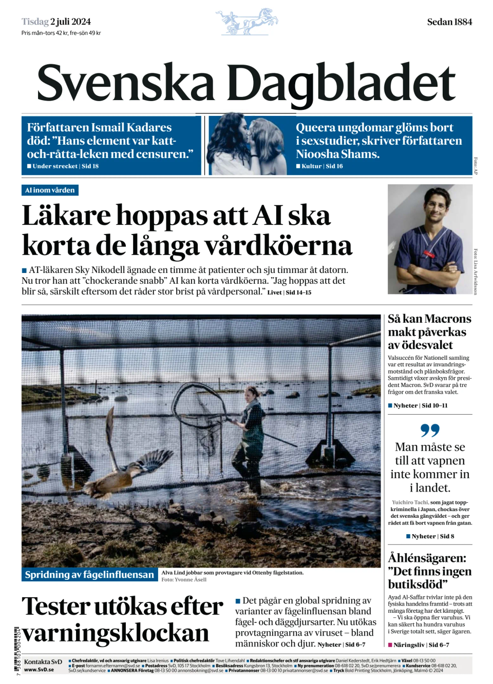 Prima-pagina-Svenska Dagbladet-edizione-di-oggi-20240702